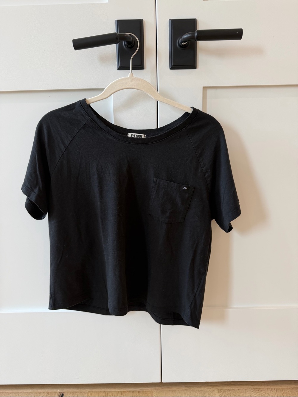 Victoria's Secret Black Cropped Pocket Tee